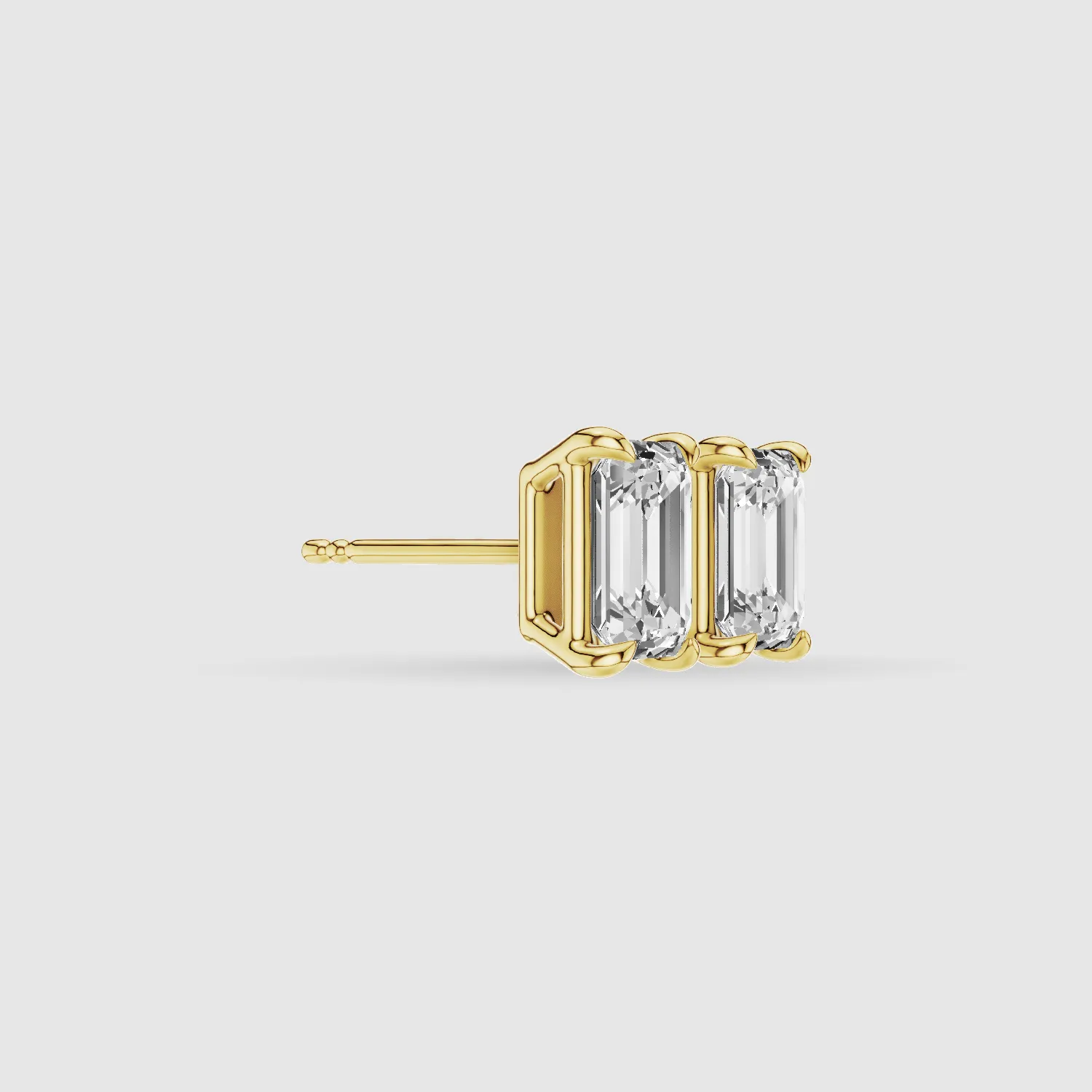 Four-Prong Solitaire Lab Grown Diamond Studs-Emerald Cut