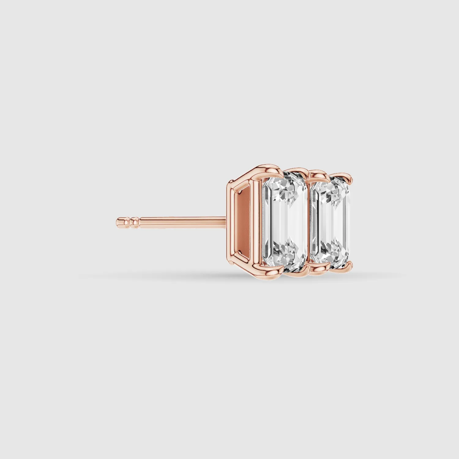 Four-Prong Solitaire Lab Grown Diamond Studs-Emerald Cut