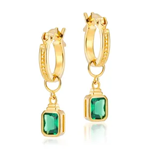 Frances Hoop Earrings   Emerald Cut Charms