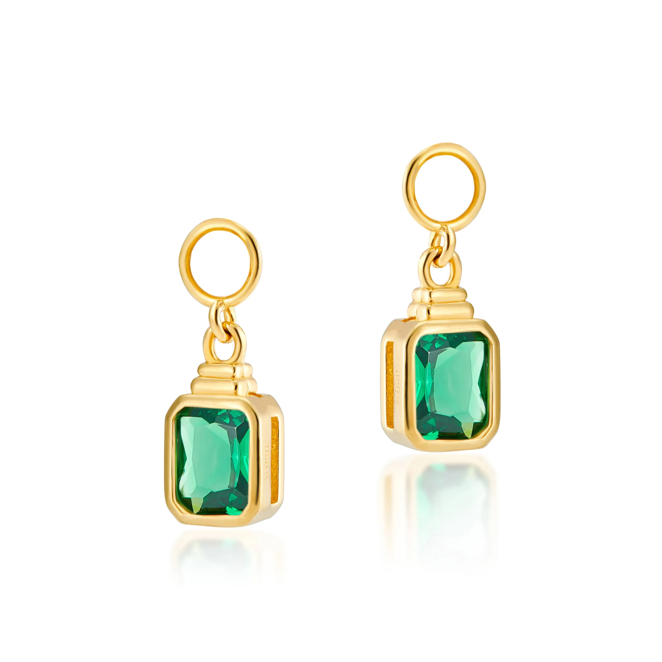 Frances Hoop Earrings   Emerald Cut Charms