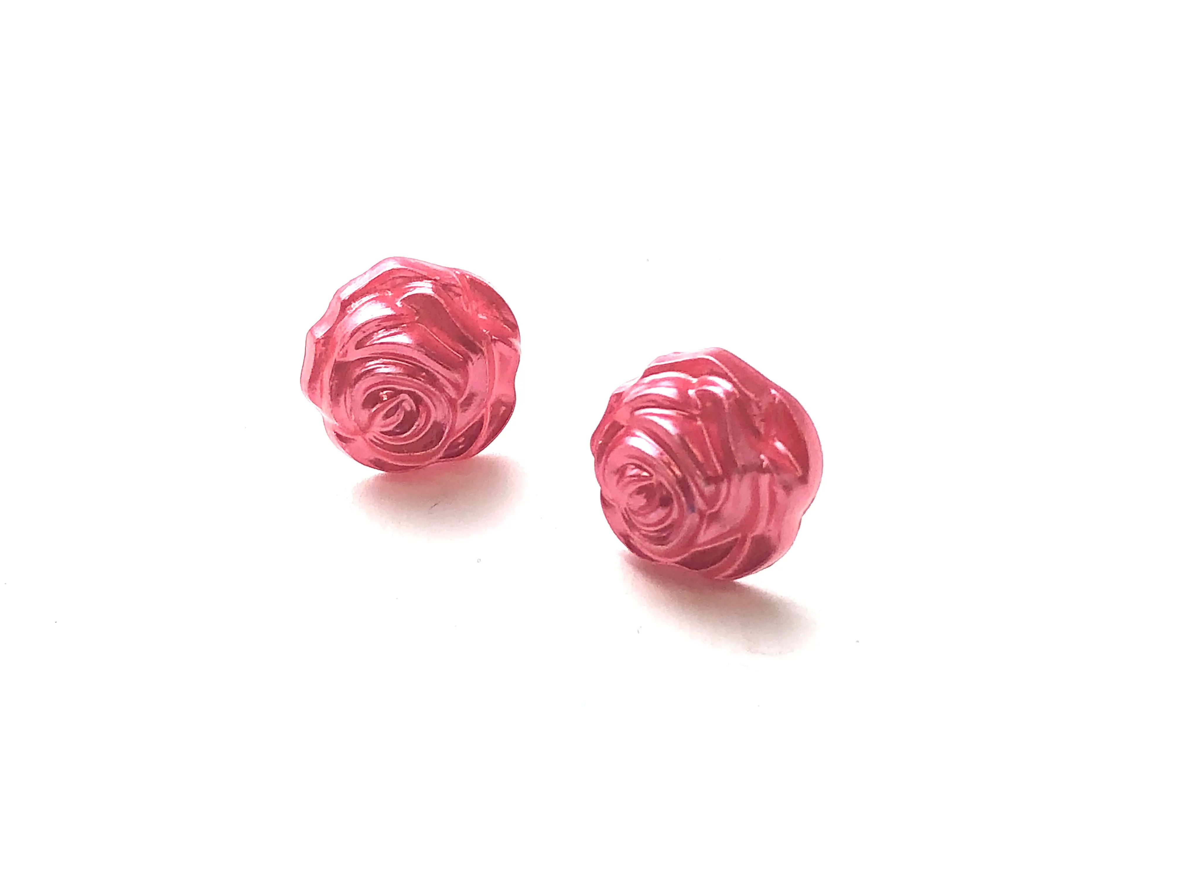 French Pink Pearl Rose Button Stud Earrings