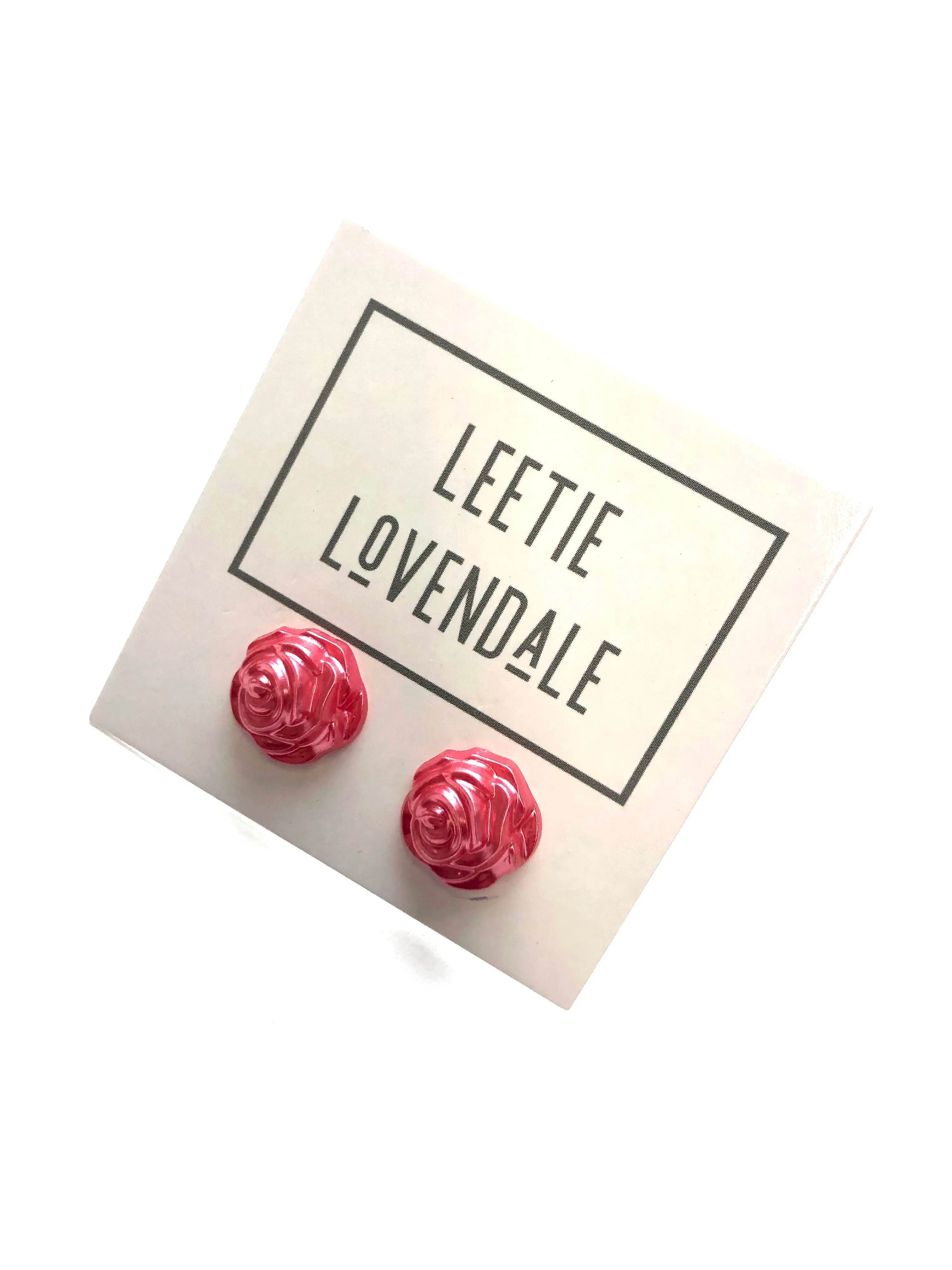 French Pink Pearl Rose Button Stud Earrings