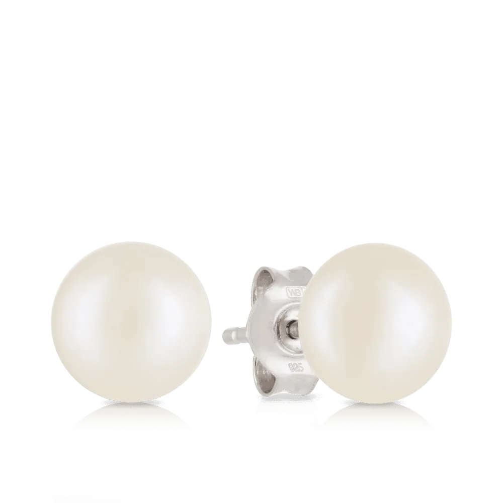 Freshwater Pearl Stud Earrings set in Sterling Silver