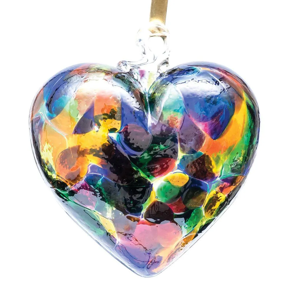 Friendship (Rainbow) Blown Glass Heart