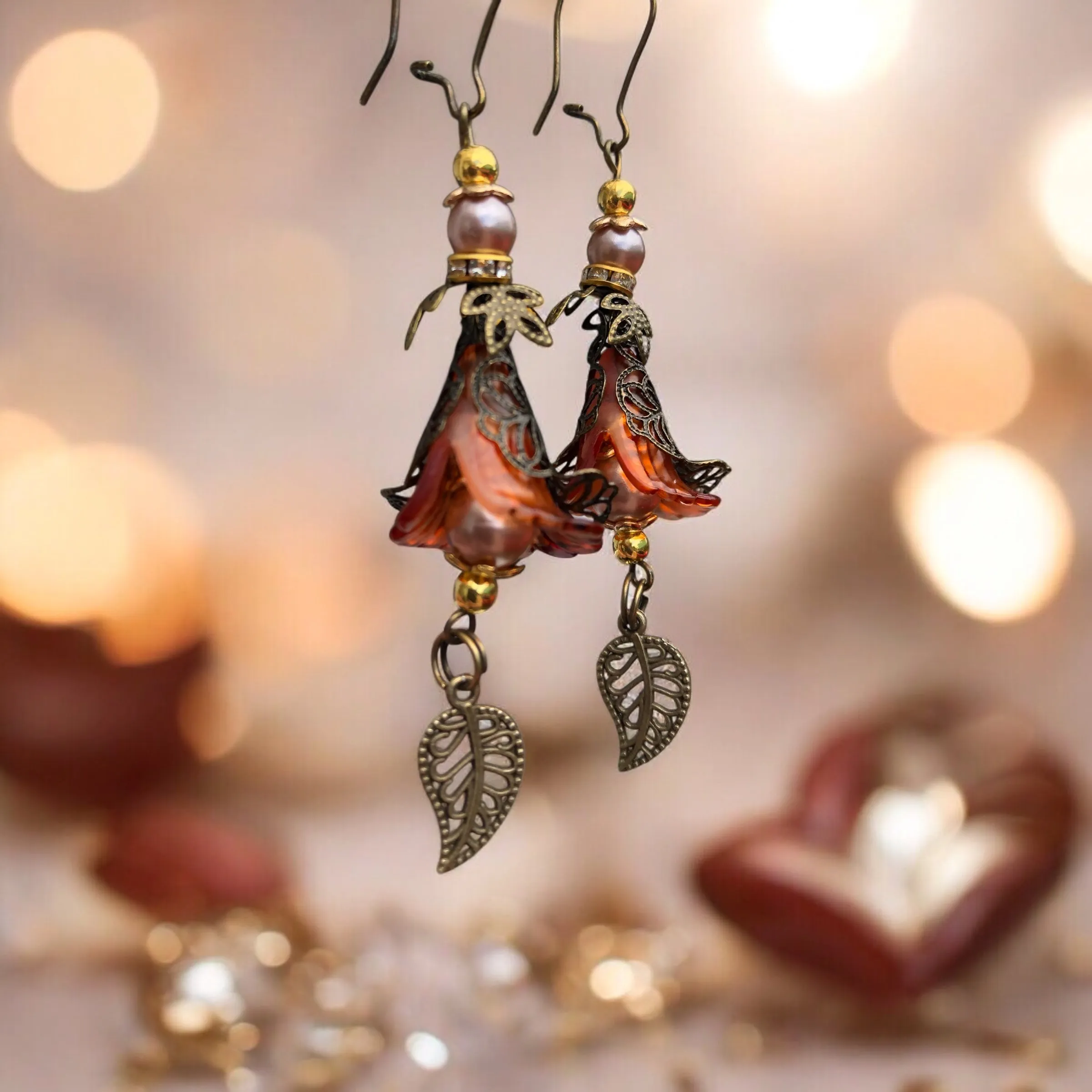 Frilly Orange Bohemian Bloom Earrings