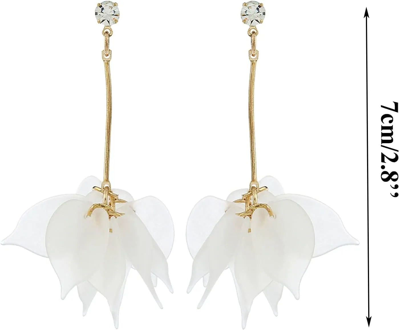 Frosted Multi-Layered Petal Earrings Solitaire Zircon Stud Drop Earrings Bohemian Dangle Earrings for Women (Pink, One Size)