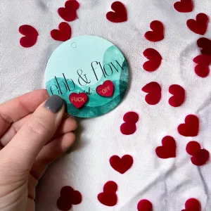 Fuck Off red wooden stud earring