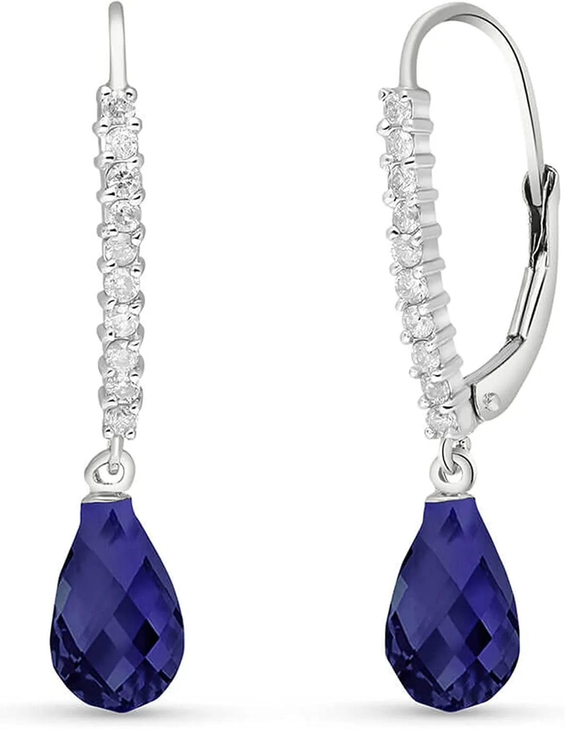 Galaxy Gold GG 14k Solid Gold Leverback Earrings with Diamonds and Sapphires