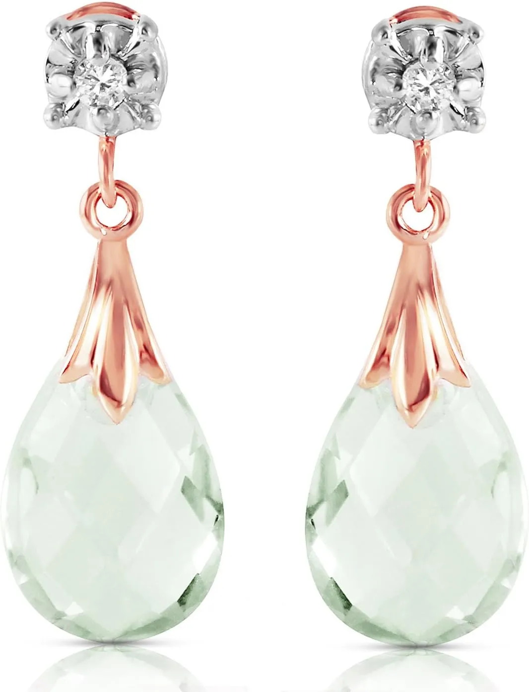 Galaxy Gold GG 14k Solid Gold Stud Earrings Diamonds Green Amethysts
