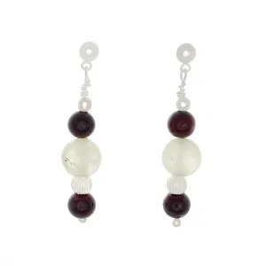 Garnet, & prehenite Sterling Silver Post Earrings