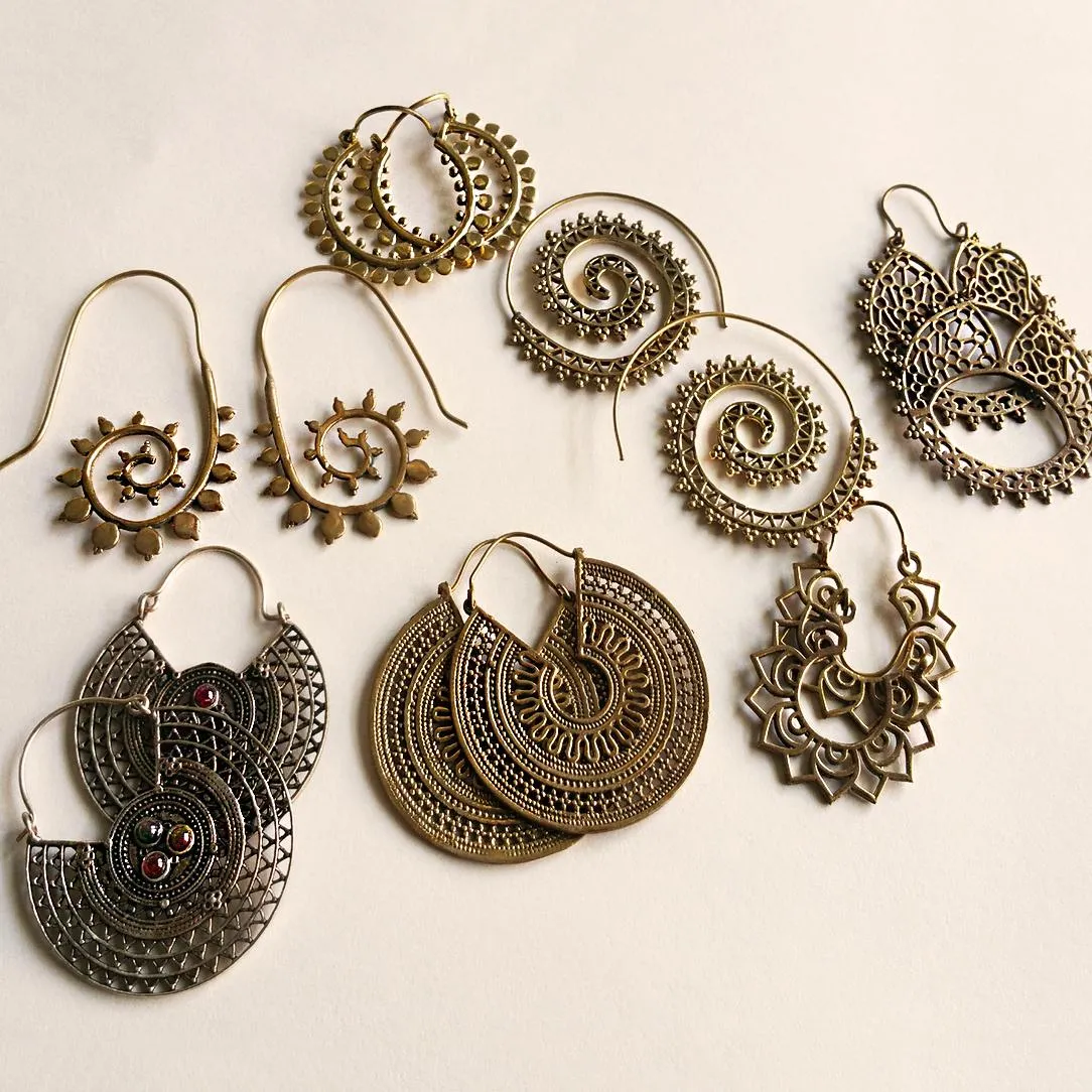 Garnet Bronze Earrings