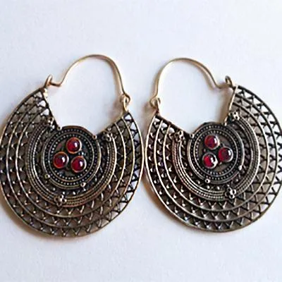 Garnet Bronze Earrings