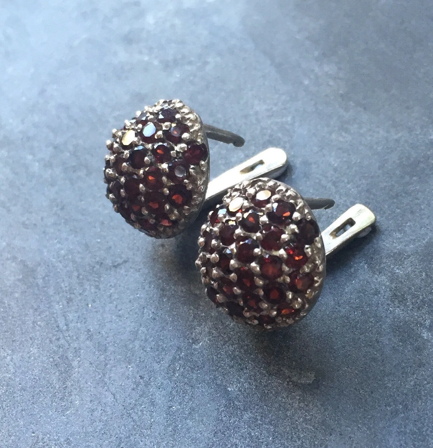 Garnet Earrings - Round Statement Earrings - Sphere Garnet Earrings