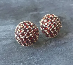 Garnet Earrings - Round Statement Earrings - Sphere Garnet Earrings