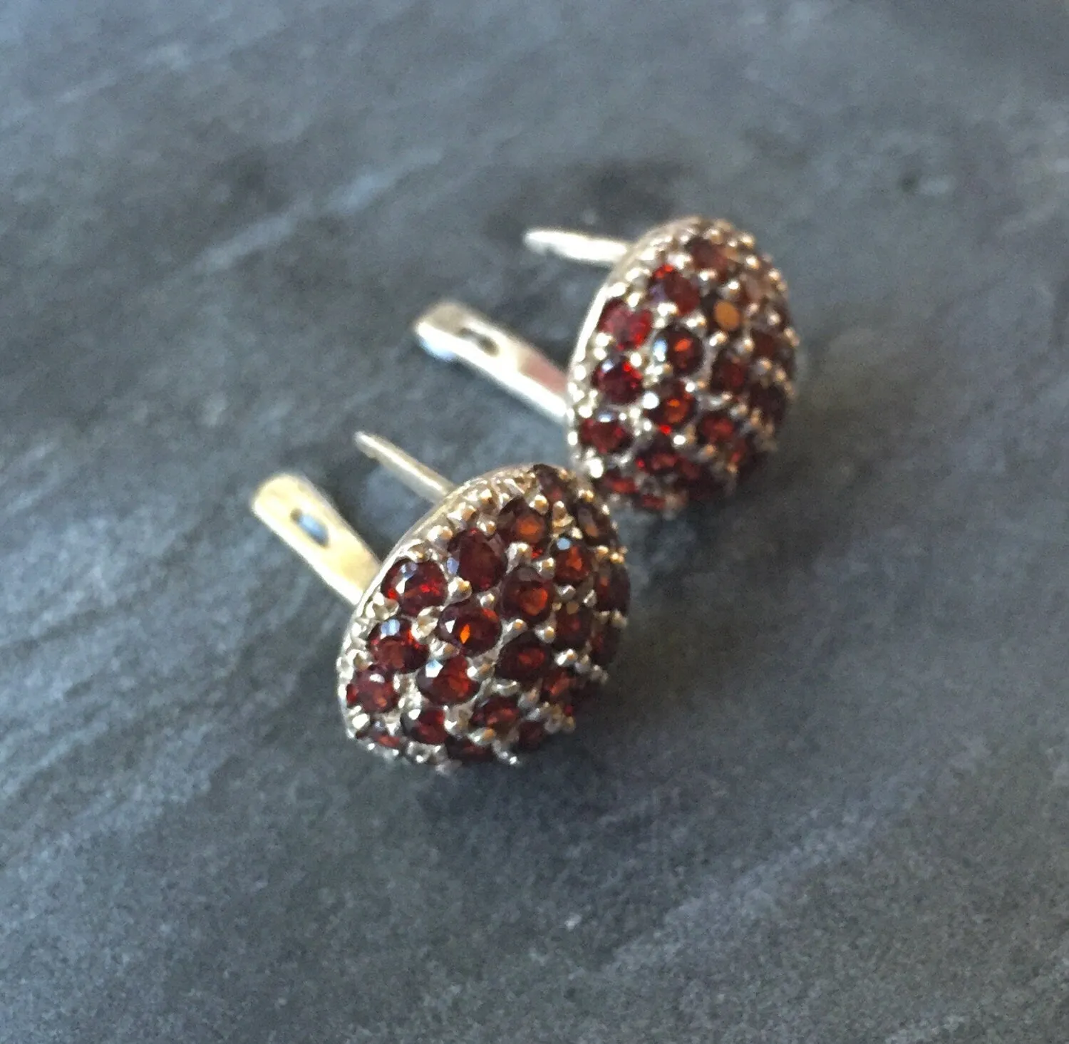 Garnet Earrings - Round Statement Earrings - Sphere Garnet Earrings