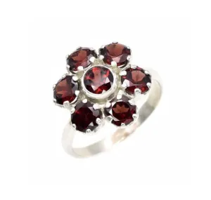 Garnet Flower Ring - Natural Garnet Ring - Large Vintage Ring