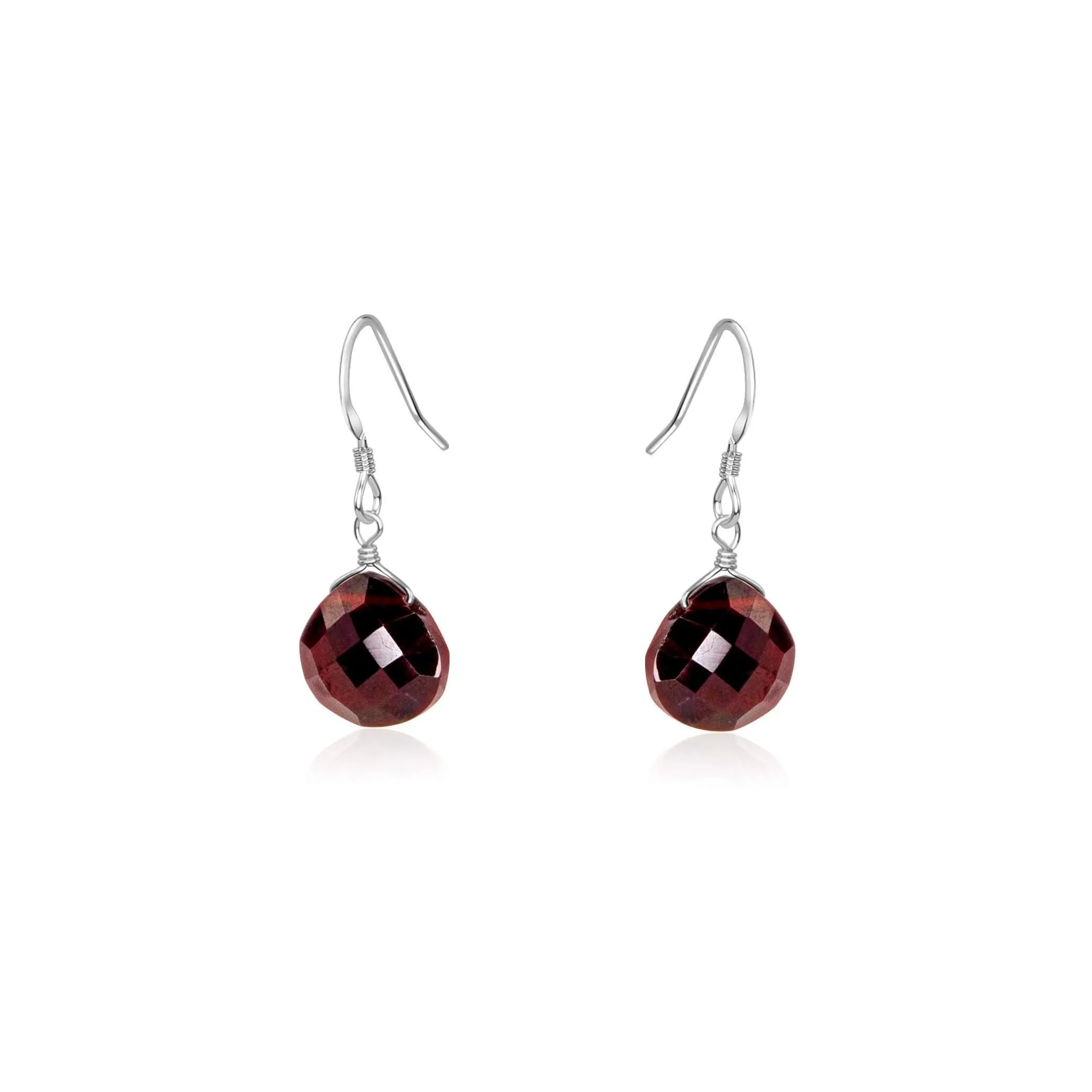 Garnet Gemstone Teardrop Dangle Earrings