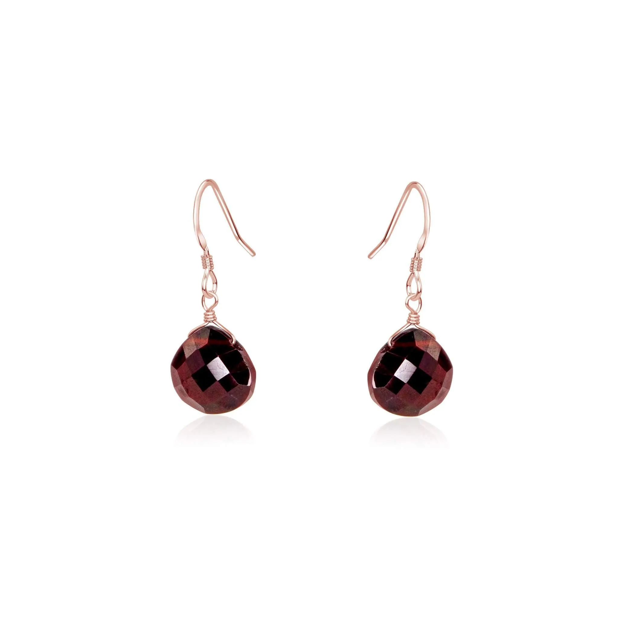 Garnet Gemstone Teardrop Dangle Earrings