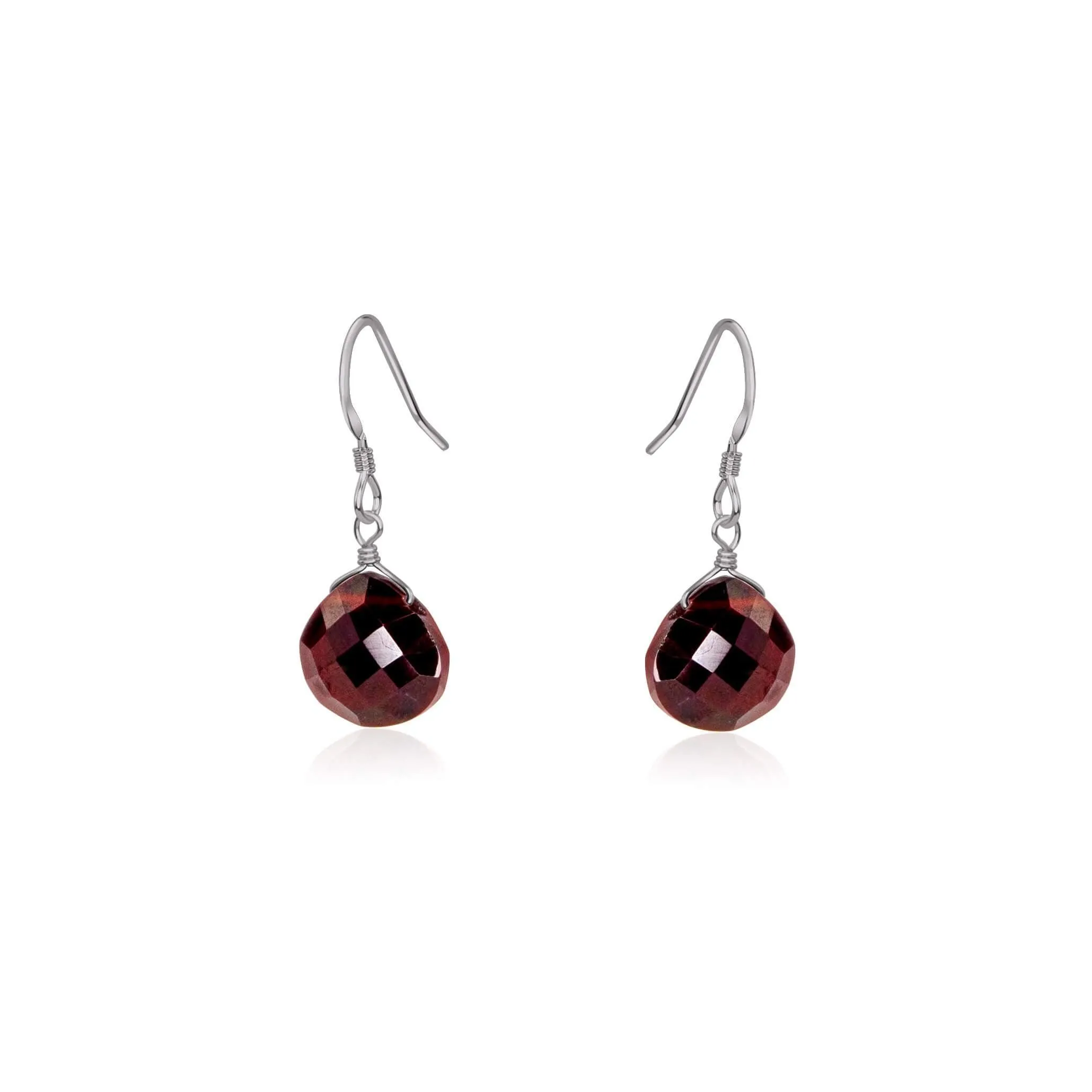 Garnet Gemstone Teardrop Dangle Earrings