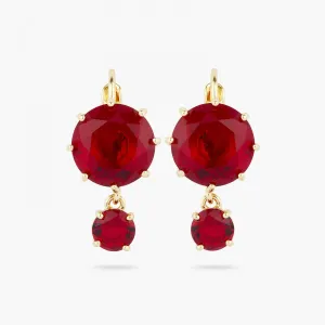 GARNET RED DIAMANTINE 2 STONE POST EARRINGS