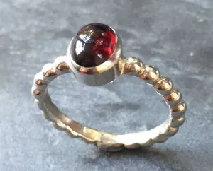 Garnet Ring - Red Oval Ring - Vintage Bezel Ring