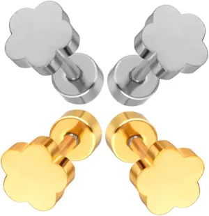 Gatuida 2 Pairs Minimalist Flower Ear Studs for Women Metal Earrings Lightweight Comfortable for Parties Weddings Graduations and Everyday Wear