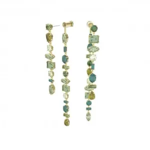 Gema Drop Long Green Gold-tone Plated Earrings 5613734