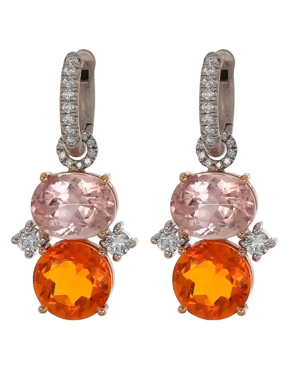 Gemmy Gem Pink Tourmaline and Fire Opal Earrings