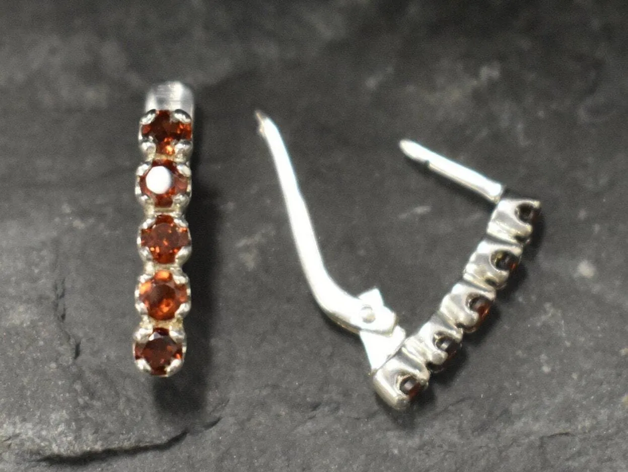 Genuine Garnet Earrings - Red Vertical Earrings - Vintage Bar Earrings