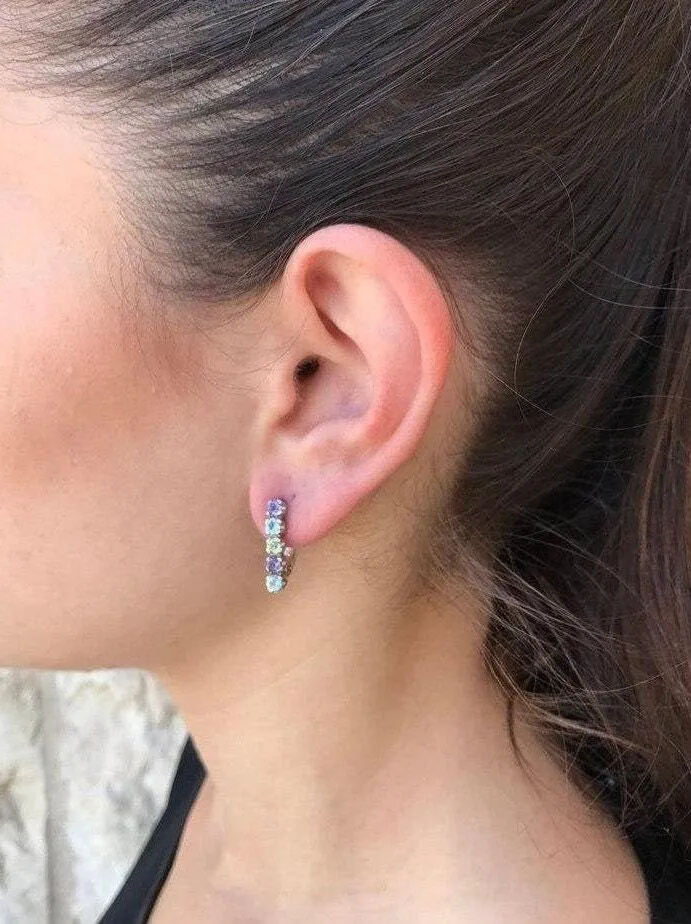 Genuine Garnet Earrings - Red Vertical Earrings - Vintage Bar Earrings