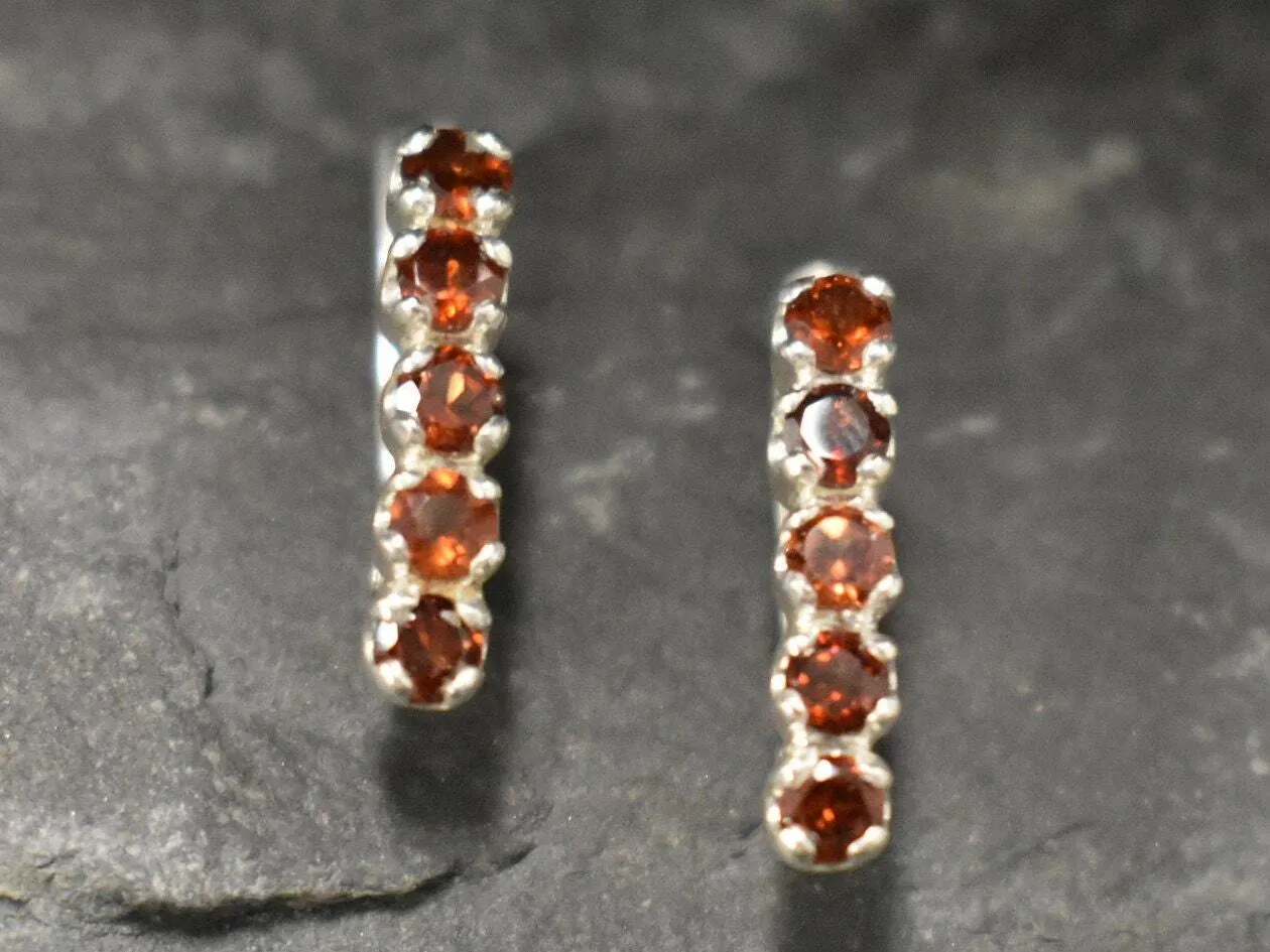 Genuine Garnet Earrings - Red Vertical Earrings - Vintage Bar Earrings