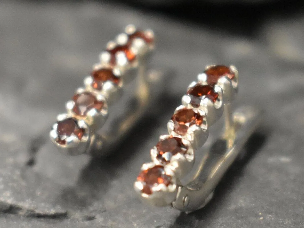 Genuine Garnet Earrings - Red Vertical Earrings - Vintage Bar Earrings
