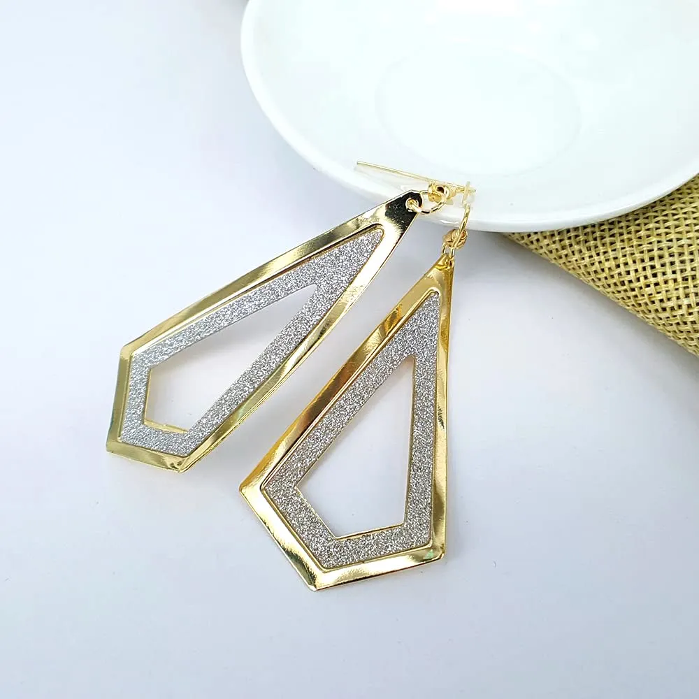 Geometric Drop Dangle Earrings for Women Fashion Big Dangling Vintage Disc, Triangle, Rhombic, Oval Statement Chandelier Earrings for Party Prom (Gold-Rhombic)