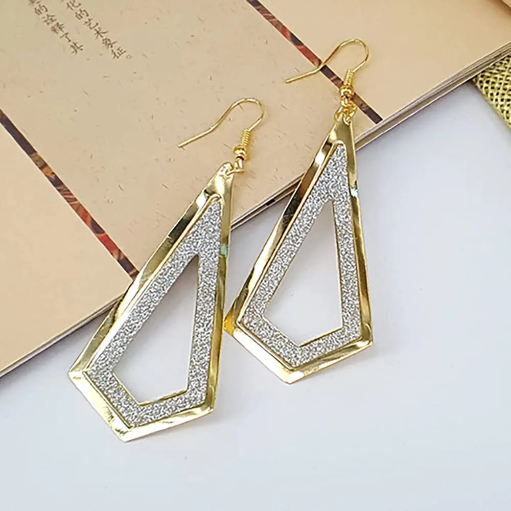 Geometric Drop Dangle Earrings for Women Fashion Big Dangling Vintage Disc, Triangle, Rhombic, Oval Statement Chandelier Earrings for Party Prom (Gold-Rhombic)