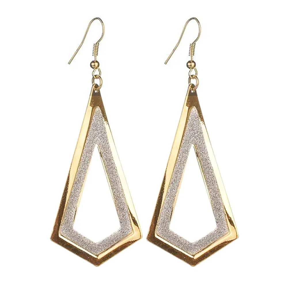 Geometric Drop Dangle Earrings for Women Fashion Big Dangling Vintage Disc, Triangle, Rhombic, Oval Statement Chandelier Earrings for Party Prom (Gold-Rhombic)
