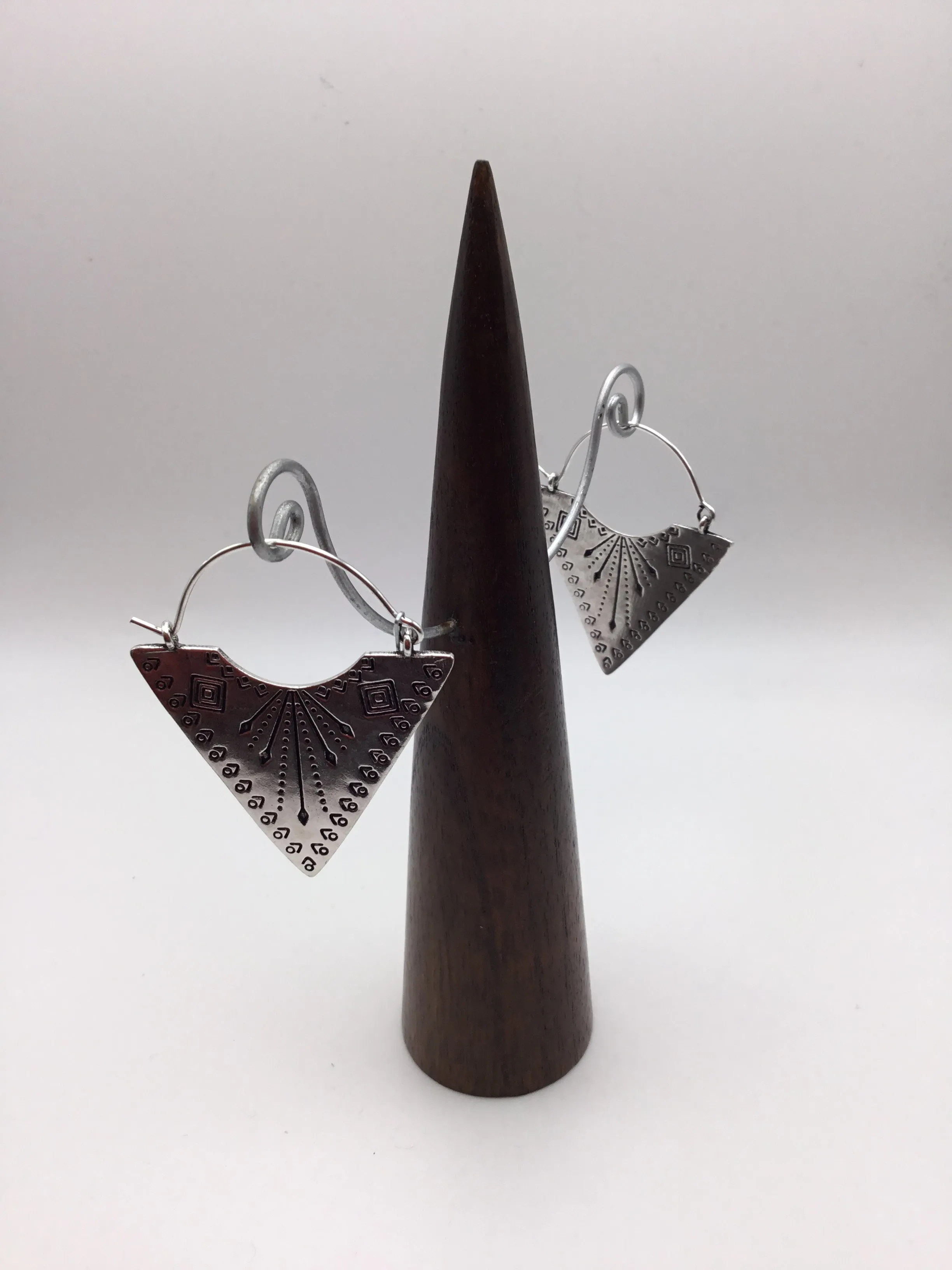 Geometric Tribal Triangle earrings: Brass and Silver Plated Brass