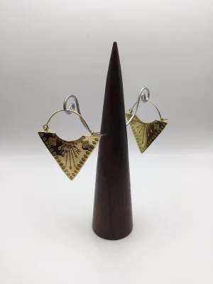 Geometric Tribal Triangle earrings: Brass and Silver Plated Brass