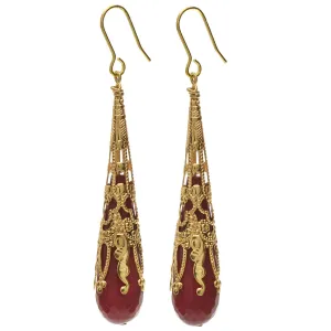 Gilded Ruby Drop Earrings