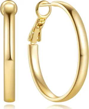 GIORGIA GIBBS 14K Gold Hoop Earrings for Women Trendy Gold Earrings Polished Chunky Hoop Earring Classic Dainty Earring Hoops 20MM, 30 MM