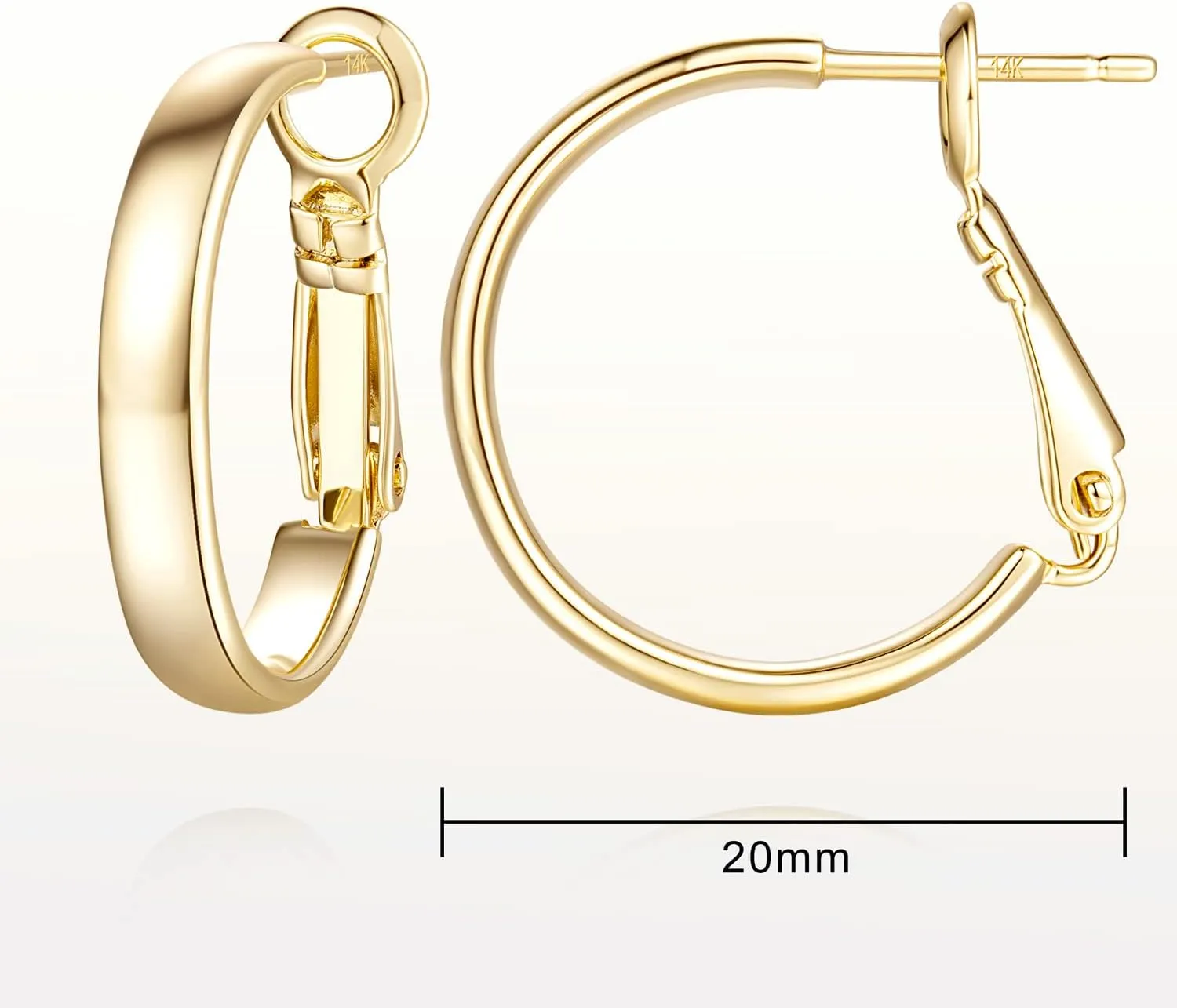 GIORGIA GIBBS 14K Gold Hoop Earrings for Women Trendy Gold Earrings Polished Chunky Hoop Earring Classic Dainty Earring Hoops 20MM, 30 MM
