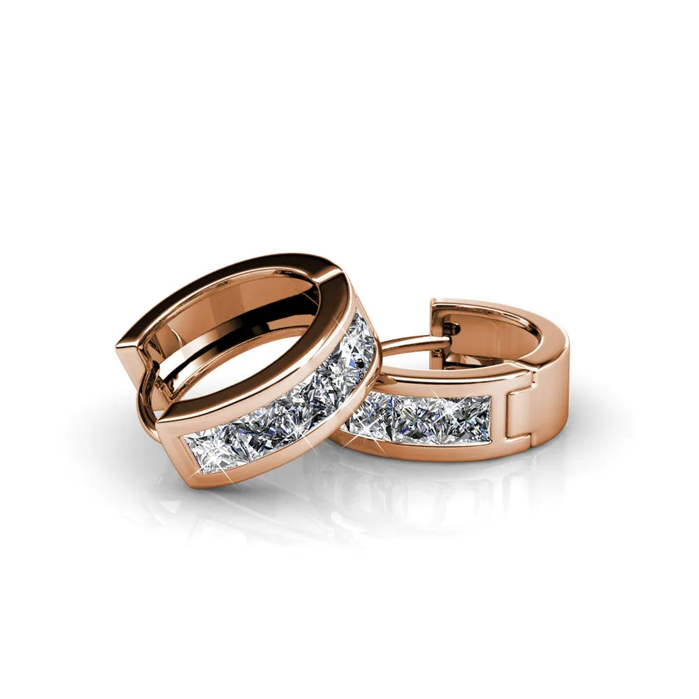 Giselle 18k White Gold Plated Hoop Crystal Earrings with Swarovski Crystal for Women