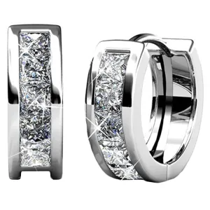 Giselle 18k White Gold Plated Hoop Crystal Earrings with Swarovski Crystal for Women