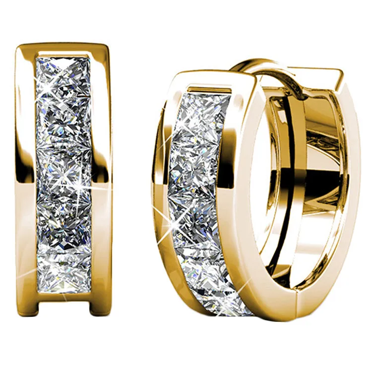 Giselle 18k White Gold Plated Hoop Crystal Earrings with Swarovski Crystal for Women
