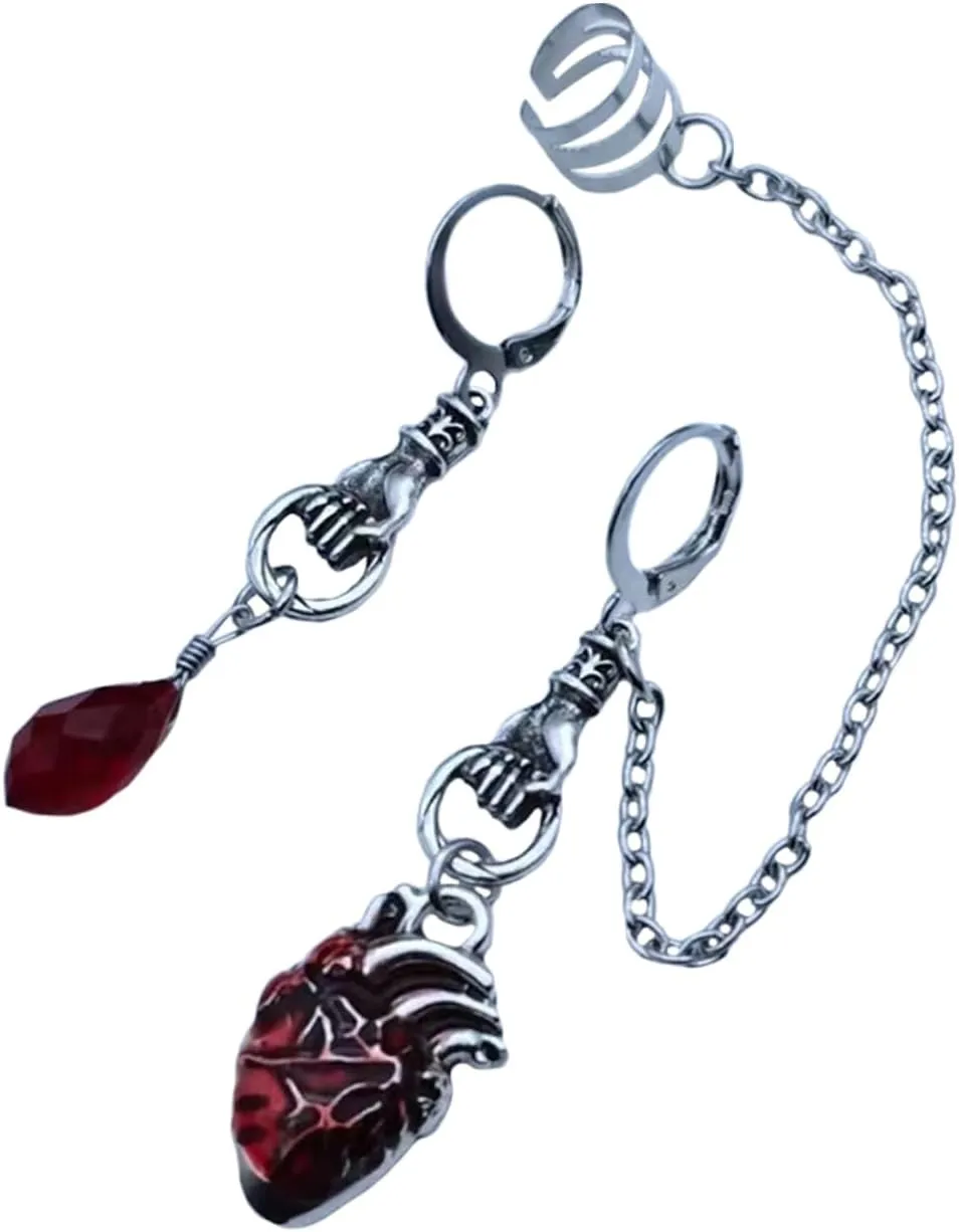 Glamour Asymmetrical Heart Earrings Fashion Women's Gothic Earrings for Special Occasions