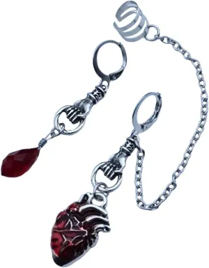 Glamour Asymmetrical Heart Earrings Fashion Women's Gothic Earrings for Special Occasions