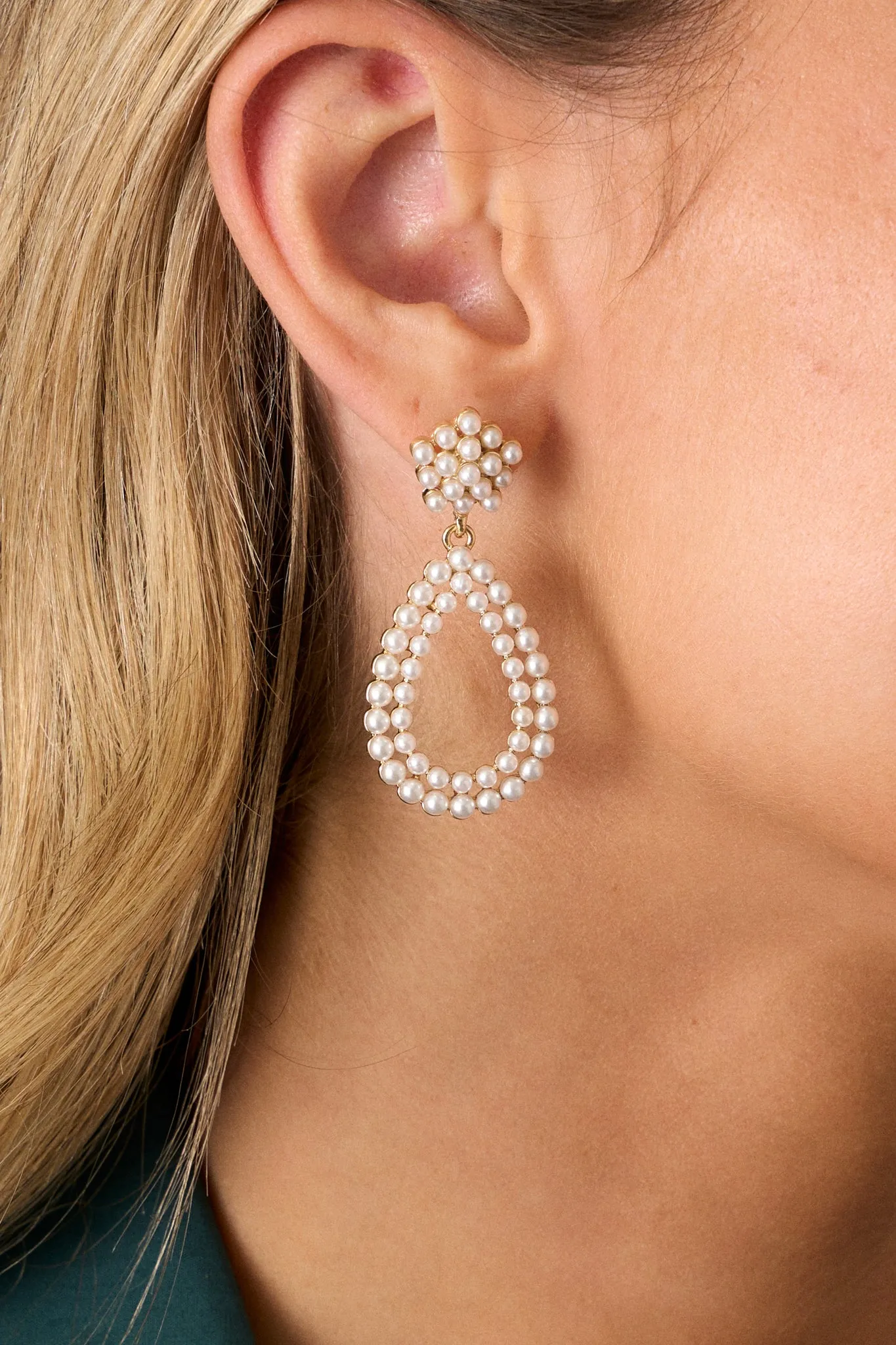 Glistening Dreams Ivory Pearl Drop Earrings