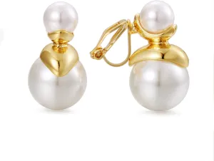 Gold Ball Clip on Earrings for Women Pearl Clip Earrings Non Pierced Earrings Hypoallergenic Jewelry