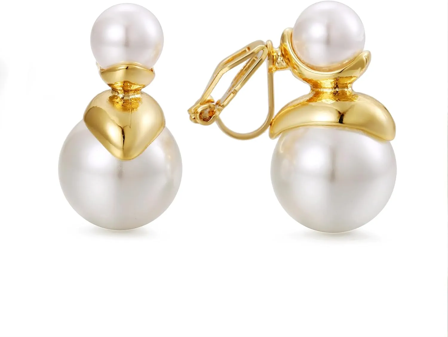 Gold Ball Clip on Earrings for Women Pearl Clip Earrings Non Pierced Earrings Hypoallergenic Jewelry