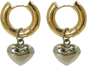Gold Copper Love Heart Hoop Earrings Women Minimalist Hoop Geometric Earrings