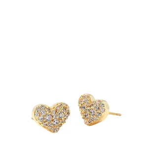 Gold Crystal Heart Studs